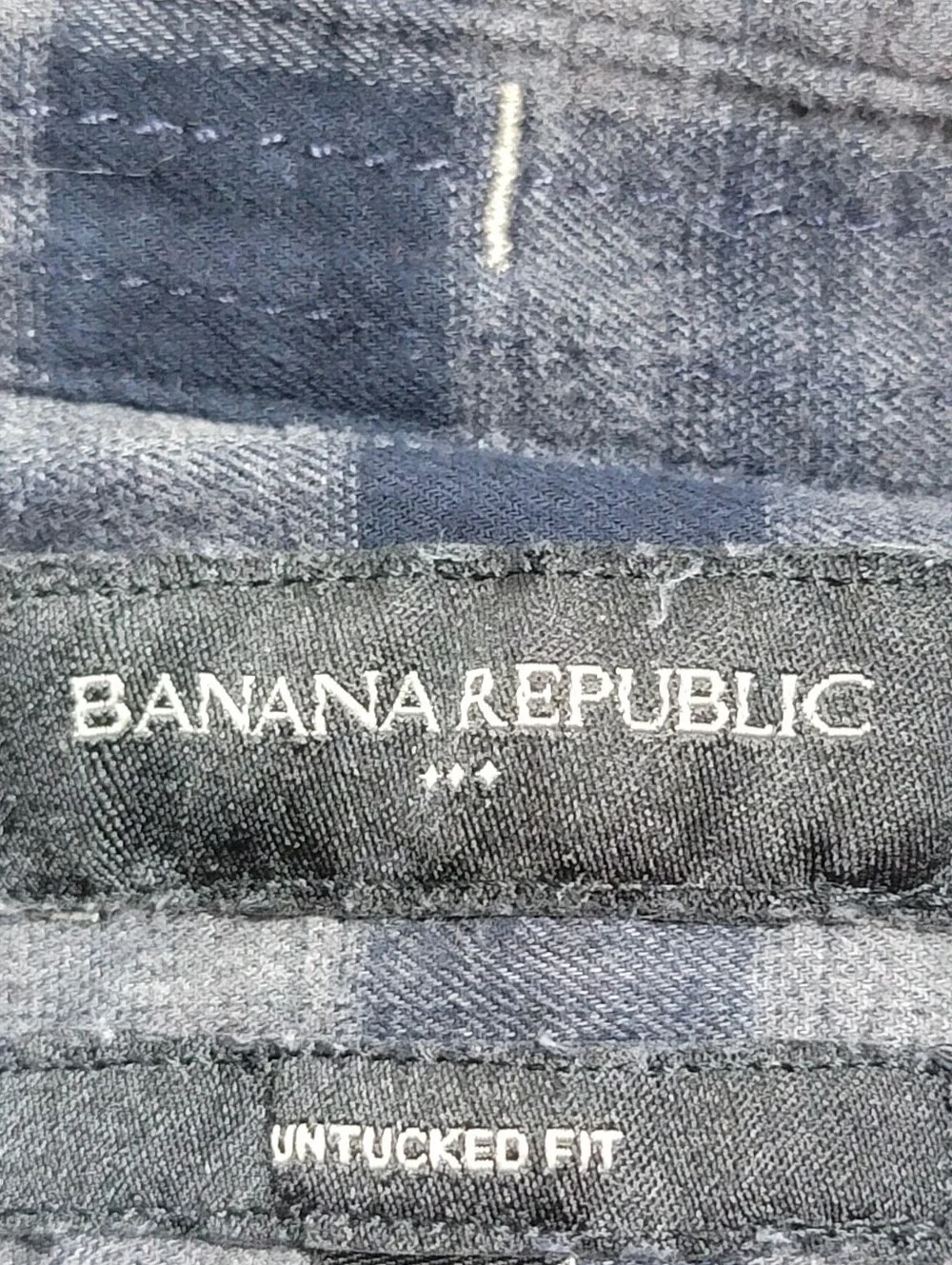 Banana Republic blue gray plaid flannel button down shirt men's size XL untucked